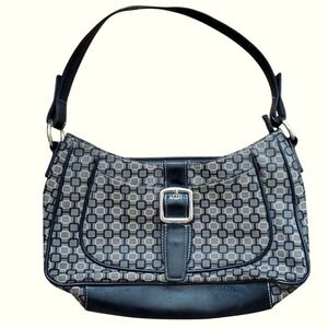 Nine West Small‎ Black and Tan Geometric Patterned Shoulder Purse